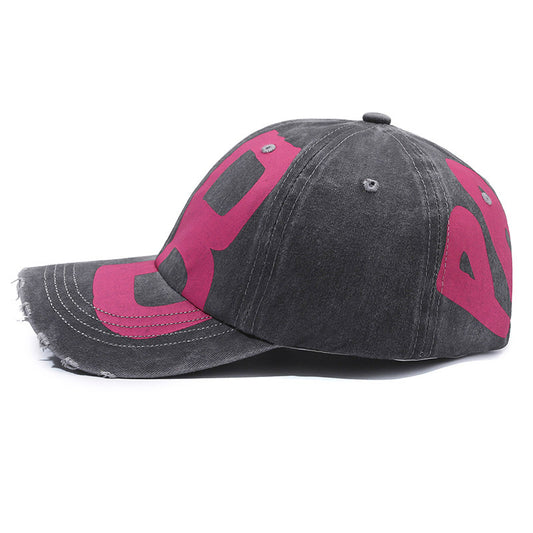 New Arrival All-Match Vintage Baseball Cap Men's Antique Washed Denim Cap Soft Top Printed Letter Shade Hat for Women