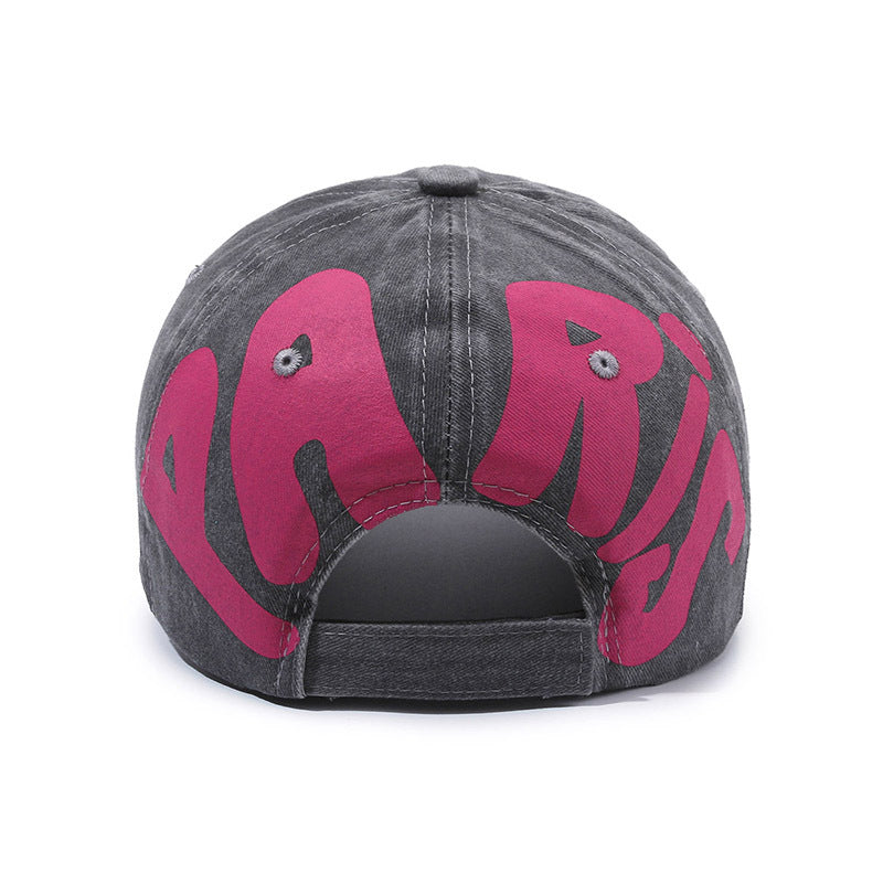 New Arrival All-Match Vintage Baseball Cap Men's Antique Washed Denim Cap Soft Top Printed Letter Shade Hat for Women