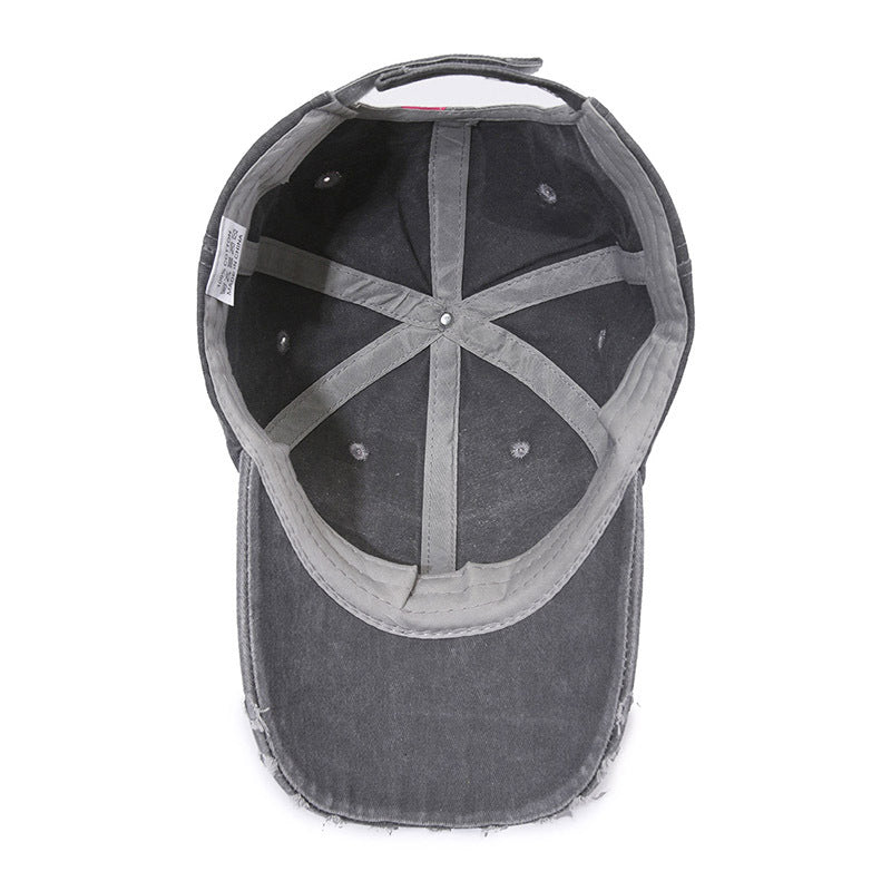 New Arrival All-Match Vintage Baseball Cap Men's Antique Washed Denim Cap Soft Top Printed Letter Shade Hat for Women