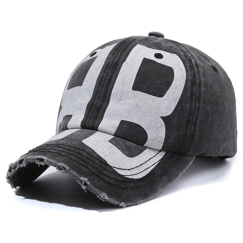 New Arrival All-Match Vintage Baseball Cap Men's Antique Washed Denim Cap Soft Top Printed Letter Shade Hat for Women