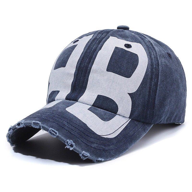 New Arrival All-Match Vintage Baseball Cap Men's Antique Washed Denim Cap Soft Top Printed Letter Shade Hat for Women