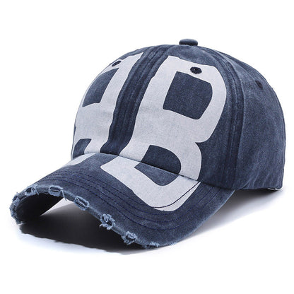 New Arrival All-Match Vintage Baseball Cap Men's Antique Washed Denim Cap Soft Top Printed Letter Shade Hat for Women