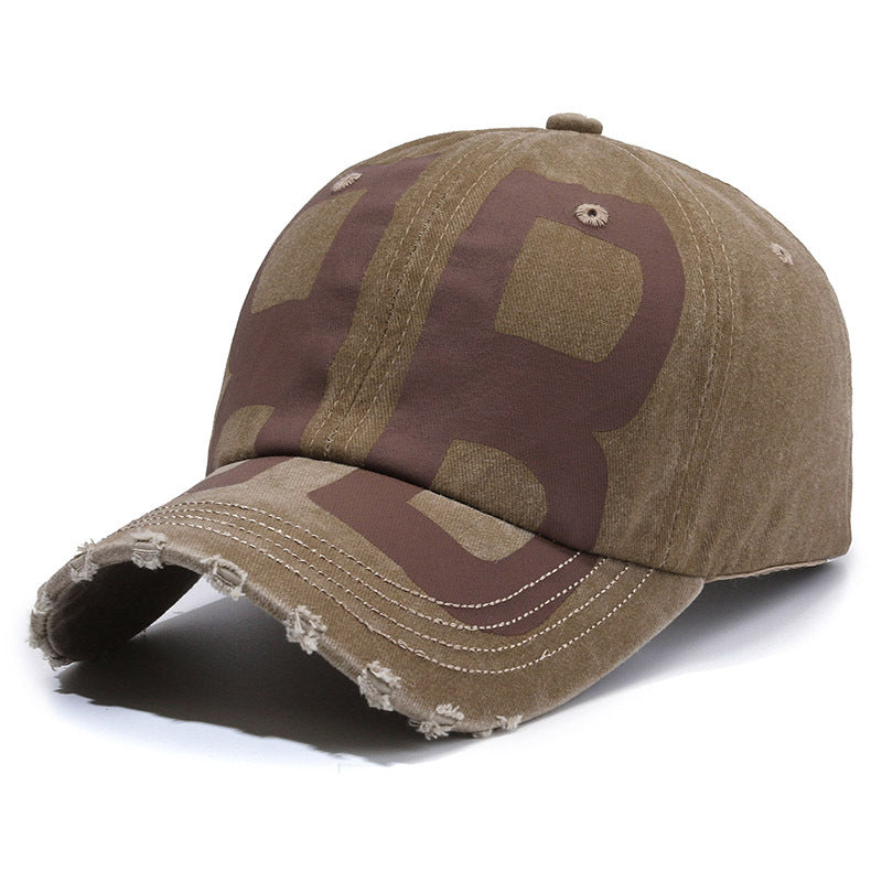 New Arrival All-Match Vintage Baseball Cap Men's Antique Washed Denim Cap Soft Top Printed Letter Shade Hat for Women